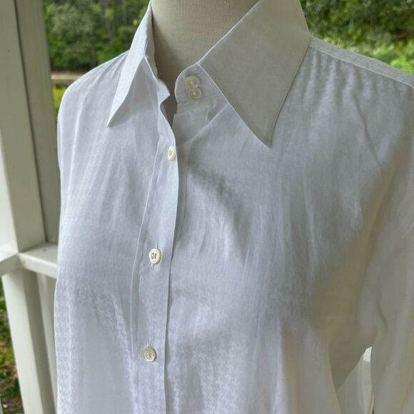Craig Taylor White Herringbone Button-Front Shirt | Ruffled Cuff - Picture 2 of 7